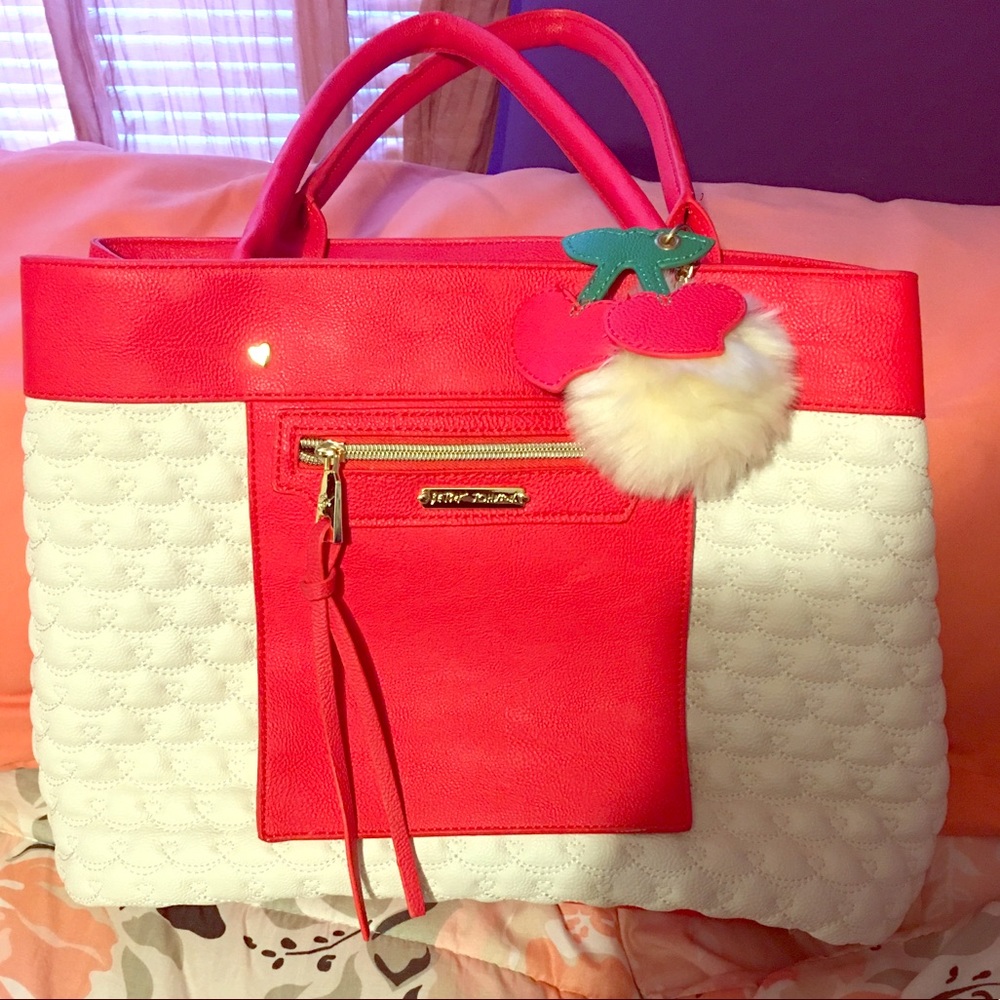 Betsey Johnson Red and White Large Purse